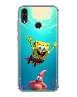 Чехол для Huawei Honor 8X Max с картинкой «Спанч Боб под водой»
