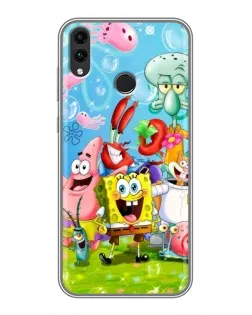 Чехол для Huawei Honor 8X Max с картинкой «Губка Боб и друзья»