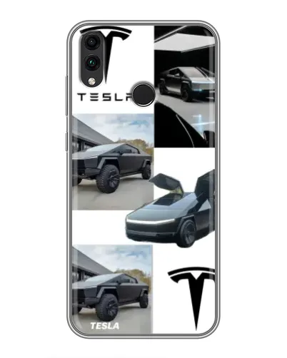 Чохол для Huawei Honor 8X Max з картинкою «Колаж Cybertruck Tesla»