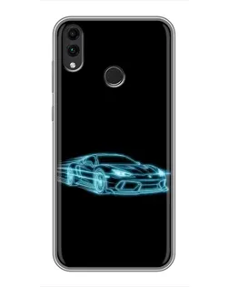 Чехол для Huawei Honor 8X Max с картинкой «Неоновый контур Lamborghini»