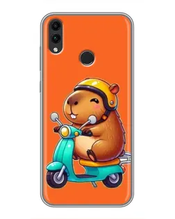 Чехол для Huawei Honor 8X Max с картинкой «Капибара на скутере»