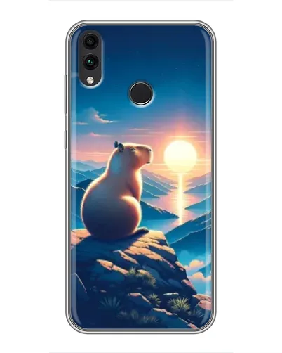 Чехол для Huawei Honor 8X Max с картинкой «Закат солнца с капибарой»