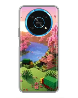 Чехол для Huawei Honor Magic 5 Lite 5G с картинкой «Розовое дерево Minecraft»