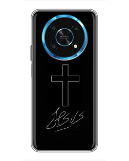 Чехол для Huawei Honor Magic 5 Lite 5G с картинкой «Графический крест Jesus» Чехол для Huawei Honor Magic 5 Lite 5G с картинкой «Графический крест Jesus»