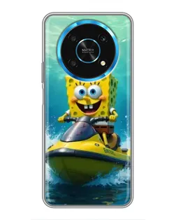 Чехол для Huawei Honor Magic 5 Lite 5G с картинкой «Спанч Боб на гидроцикле»