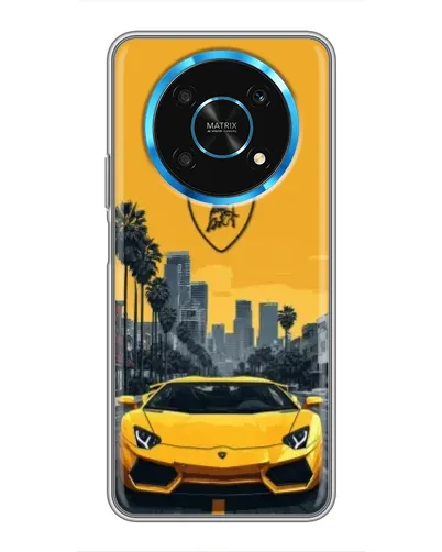 Чехол для Huawei Honor Magic 5 Lite 5G с картинкой «Желтый Lamborghini город»