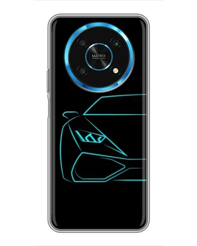 Чехол для Huawei Honor Magic 5 Lite 5G с картинкой «Голубой силуэт Lamborghini»