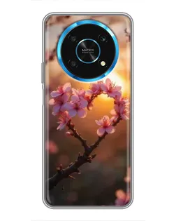 Чехол для Huawei Honor Magic 5 Lite 5G с картинкой «Розовый цвет сердце на фоне заката» Чехол для Huawei Honor Magic 5 Lite 5G с картинкой «Розовый цвет сердце на фоне заката»