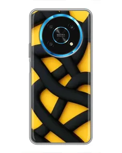 Чехол для Huawei Honor Magic 5 Lite 5G с картинкой «Черное желтое переплетение»