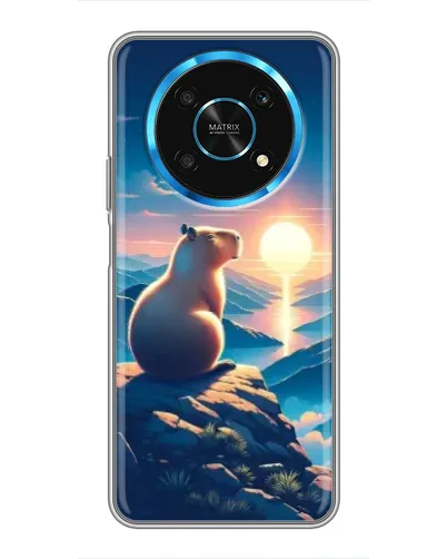 Чехол для Huawei Honor Magic 5 Lite 5G с картинкой «Закат солнца с капибарой»