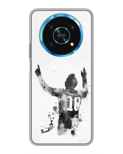 Чехол для Huawei Honor Magic 5 Lite 5G с картинкой «Черно-белый силуэт Месси»