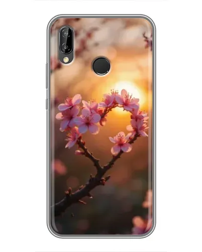 Чехол для Huawei Honor 10 Lite с картинкой «Розовый цвет сердце на фоне заката»