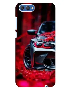 Чехол для Huawei Honor 10 (COL-AL00) с картинкой «Спортивная BMW и цветы»