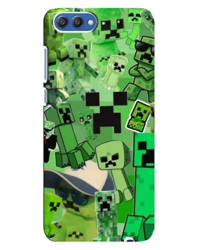 Чехол для Huawei Honor 10 (COL-AL00) с картинкой «Криперы Minecraft»