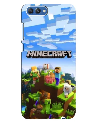 Чехол для Huawei Honor 10 (COL-AL00) с картинкой «Minecraft классический мир»