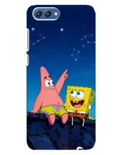 Чехол для Huawei Honor 10 (COL-AL00) с картинкой «Губка Боб и Патрик ночью»