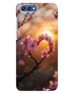 Чехол для Huawei Honor 10 (COL-AL00) с картинкой «Розовый цвет сердце на фоне заката»