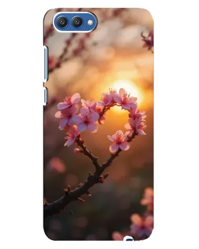 Чехол для Huawei Honor 10 (COL-AL00) с картинкой «Розовый цвет сердце на фоне заката»