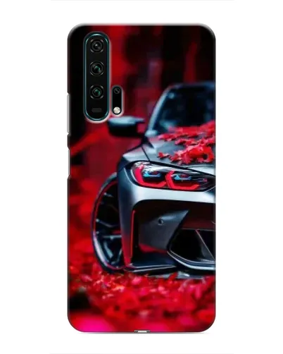 Чехол для Huawei Honor 20 Pro с картинкой «Спортивная BMW и цветы»