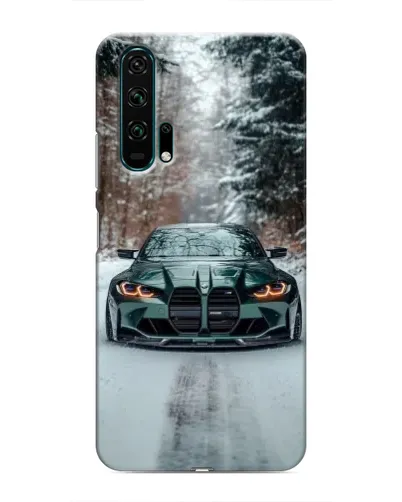 Чехол для Huawei Honor 20 Pro с картинкой «BMW в зимнем лесу»