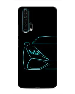 Чехол для Huawei Honor 20 Pro с картинкой «Голубой силуэт Lamborghini»