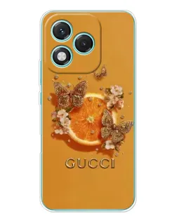 Чехол для Huawei Honor 400 Lite с картинкой «Gucci — золотые бабочки»