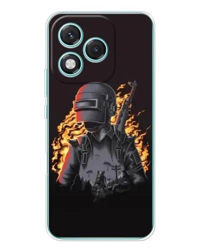 Чехол для Huawei Honor 400 Lite с картинкой «PUBG — огненный силуэт»