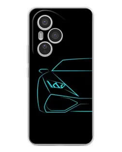 Чехол для Huawei Honor 400 Pro с картинкой «Голубой силуэт Lamborghini»