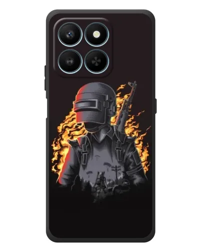Чехол для Huawei Honor 400 Smart с картинкой «PUBG — огненный силуэт»