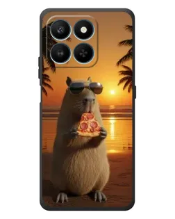 Чехол для Huawei Honor 400 Smart с картинкой «Капибара с пиццей»