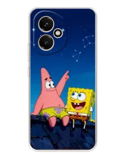 Чехол для Huawei Honor 400 с картинкой «Губка Боб и Патрик ночью»