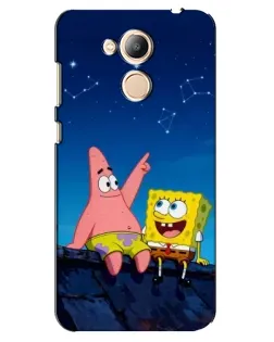 Чехол для Huawei Honor 6c Pro с картинкой «Губка Боб и Патрик ночью»