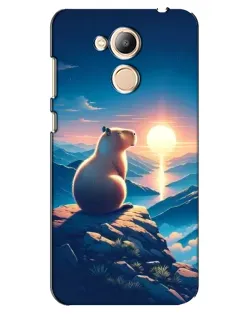 Чехол для Huawei Honor 6c Pro с картинкой «Закат солнца с капибарой»