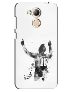 Чехол для Huawei Honor 6c Pro с картинкой «Черно-белый силуэт Месси»