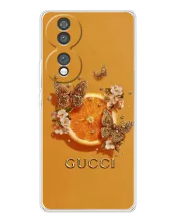Чехол для Huawei Honor 70 с картинкой «Gucci — золотые бабочки»