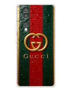 Чехол для Huawei Honor 70 с картинкой «Gucci — фирменная полоса и золото»