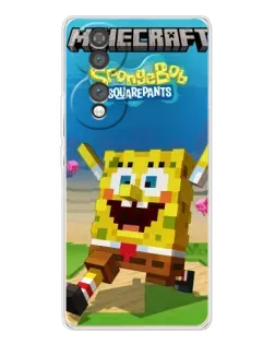 Чохол для Huawei Honor 70 з картинкою «Губка Боб Minecraft»