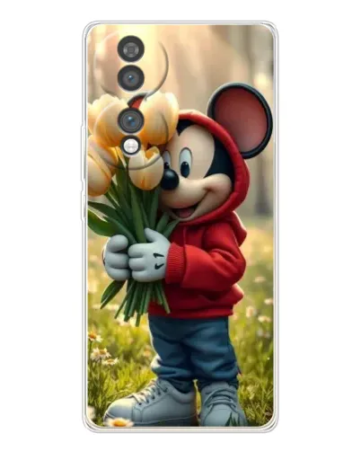 Чехол для Huawei Honor 70 с картинкой «Микки с тюльпанами»