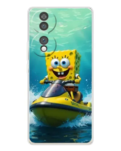 Чехол для Huawei Honor 70 с картинкой «Спанч Боб на гидроцикле»
