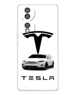 Чехол для Huawei Honor 70 с картинкой «Tesla White Style»