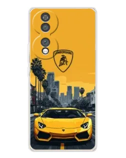 Чохол для Huawei Honor 70 з картинкою «Жовтий Lamborghini місто»