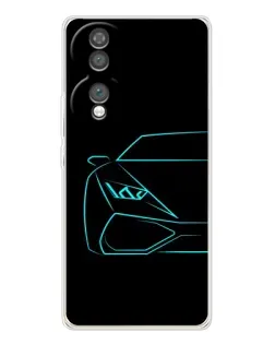 Чохол для Huawei Honor 70 з картинкою «Блакитний силует Lamborghini»