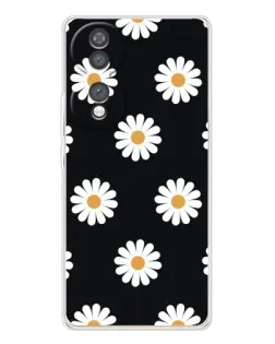 Чехол для Huawei Honor 70 с картинкой «Ромашки на черном»