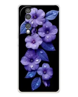 Чехол для Huawei Honor 70 с картинкой «Фиолетовые цветы с росою»