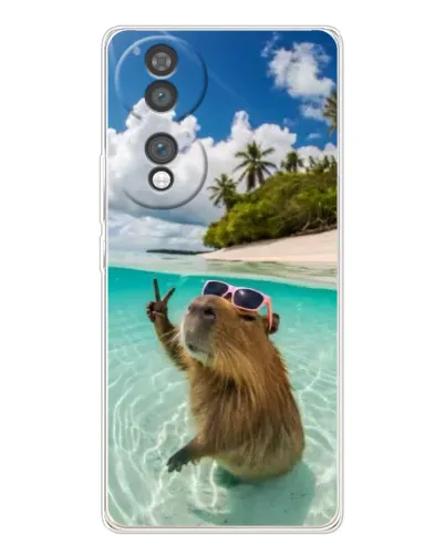 Чехол для Huawei Honor 70 с картинкой «Капибара на море»