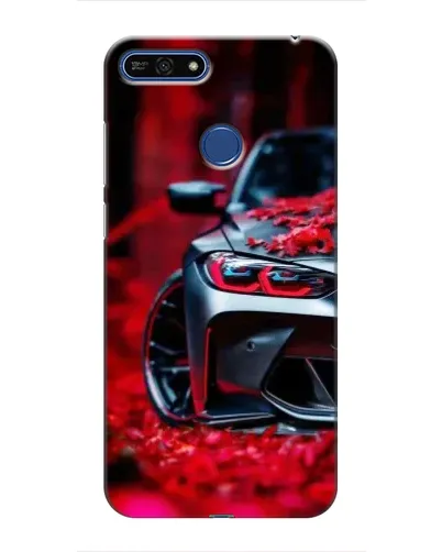 Чехол для Huawei Honor 7A Pro с картинкой «Спортивная BMW и цветы»