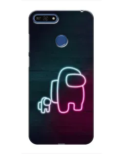 Чохол для Huawei Honor 7A Pro з картинкою «Among Us неон-арт»