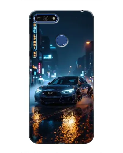 Чехол для Huawei Honor 7A Pro с картинкой «Ночной город и Audi»