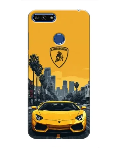 Чехол для Huawei Honor 7A Pro с картинкой «Желтый Lamborghini город»