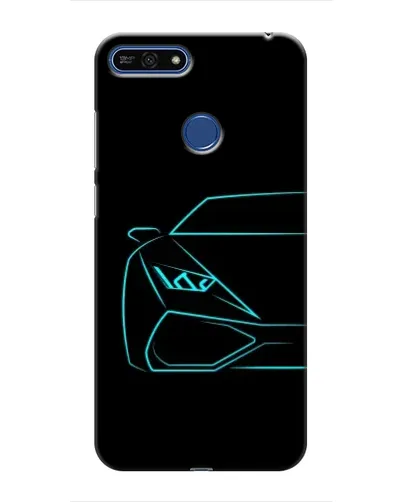 Чехол для Huawei Honor 7A Pro с картинкой «Голубой силуэт Lamborghini»